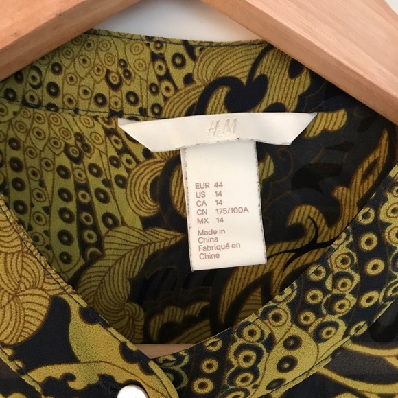 Yellow & blue H&M semi-sheer tunic - Picture 2 of 5